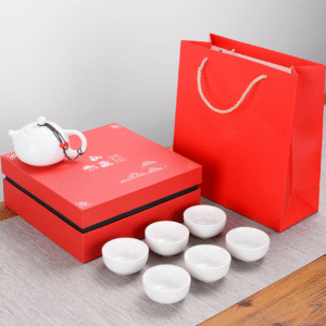 Ding kiln white private collection one pot six cups red gift box