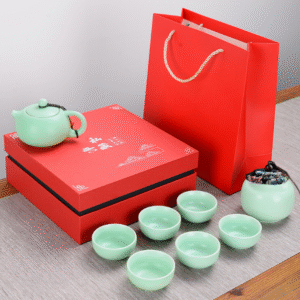 Ding kiln private collection one pot, six cups and one jar red gift box