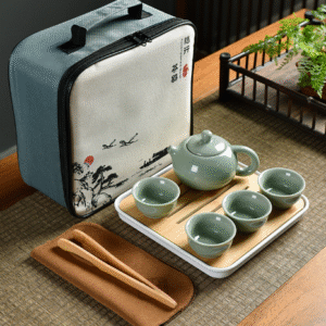 Mei Zi Qing Brother Kiln One Pot Four Cups + Tea Tray Tea Towel Clip + Four Square Bag