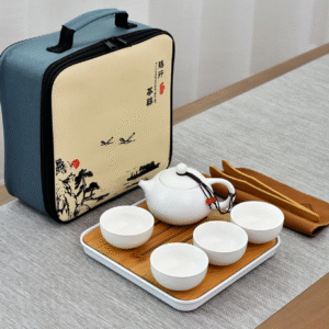 Dingyao White One Pot, Four Cups + Tea Tray, Tea Towel & Tea Clips