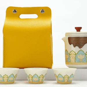 Gilt white 1 pot 3 cups small yellow soft bag