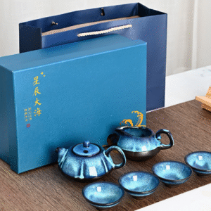 1 Pot 4 Cups Songty Blue Tea Set Gift Boxed