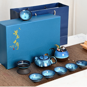 Starry Night Glaze Pot with 6 Cups + Tea Filter Set + Canister + Star Gift Box Gift Bag