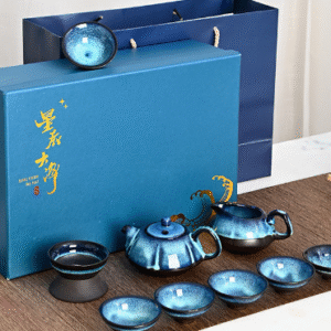 Starry sky glaze pot with 6 cups + tea strainer set + tea sea + Starry Star Gift Set