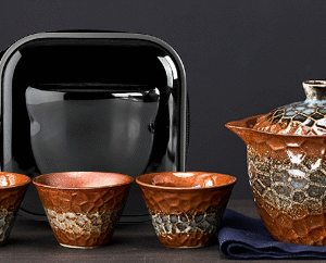 Zen Shibaishi Dragon Scale 3 cups in a pot with a transparent single arch bag
