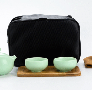 Ding kiln green one pot two cups + tea towel tea clip tea tray + black bag