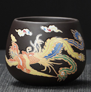 Color-changing Alabaster Dragon and Phoenix Tea Set [Safety Package