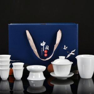 Pure White Porcelain 10 cups+Guochao Blue Box
