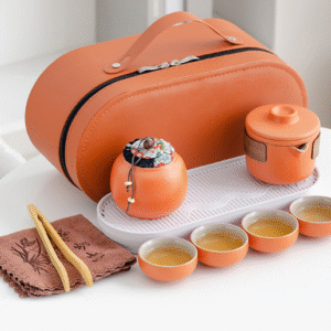 Oval Leather Bag with Towel Clip and Tray