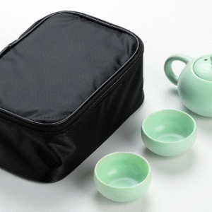 One pot and two cups in white