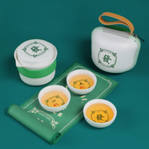 Three Cups One Pot Jade Porcelain Tea Set Gift Boxed