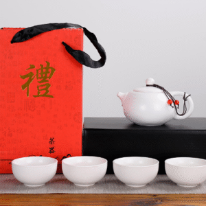 Ding kiln white one pot four cups red gift box