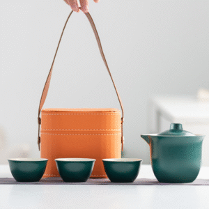 Dark green Lupo 1 jug 3 cups + orange handbag