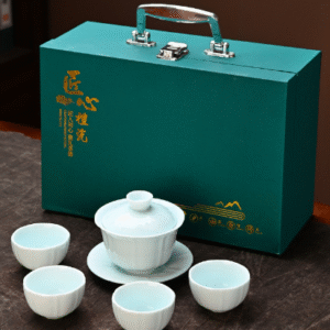 Shadow Green_Pure Color Lidded Bowl+4 Cups+Handheld Box in Ink Green