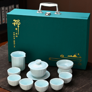 Shadow Green_Pure color Lidded Bowl set of 10 + Zen Ink Green Carrying Case