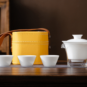 Pure white glass express yellow square leather package