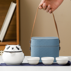 Panda 3 Cups Square Leather Bag