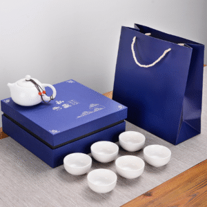 Ding kiln white private collection one pot six cups blue gift box