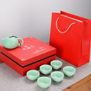 Dingyao Green Private Collection One Pot Six Cups Red Gift Box