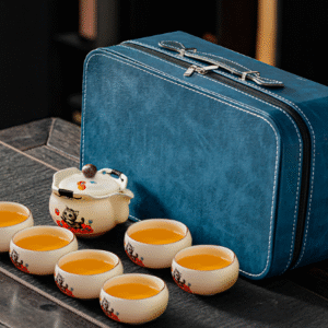 Persimmon Cat Ruyi Jug 1 Pot 6 Cups Large Blue Tote Leather Bag