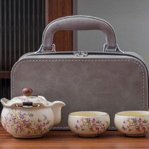 Wisteria Flower Ruyi Pot 1 Pot 2 Cups Small Gray Tote Leather Bag